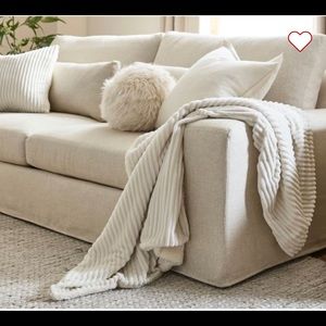 NWT Pottery Barn Ridgeline Sherpa Backed Throw Cream Color